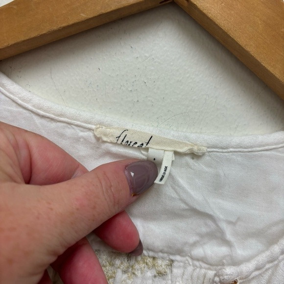 Anthropologie Floreat Atley Metallic Floral Embroidered Peasant Tunic Top - Picture 6 of 13